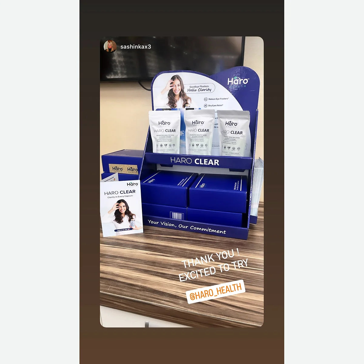 Haro Clear refill pouches and information cards pictured in a shared display photo