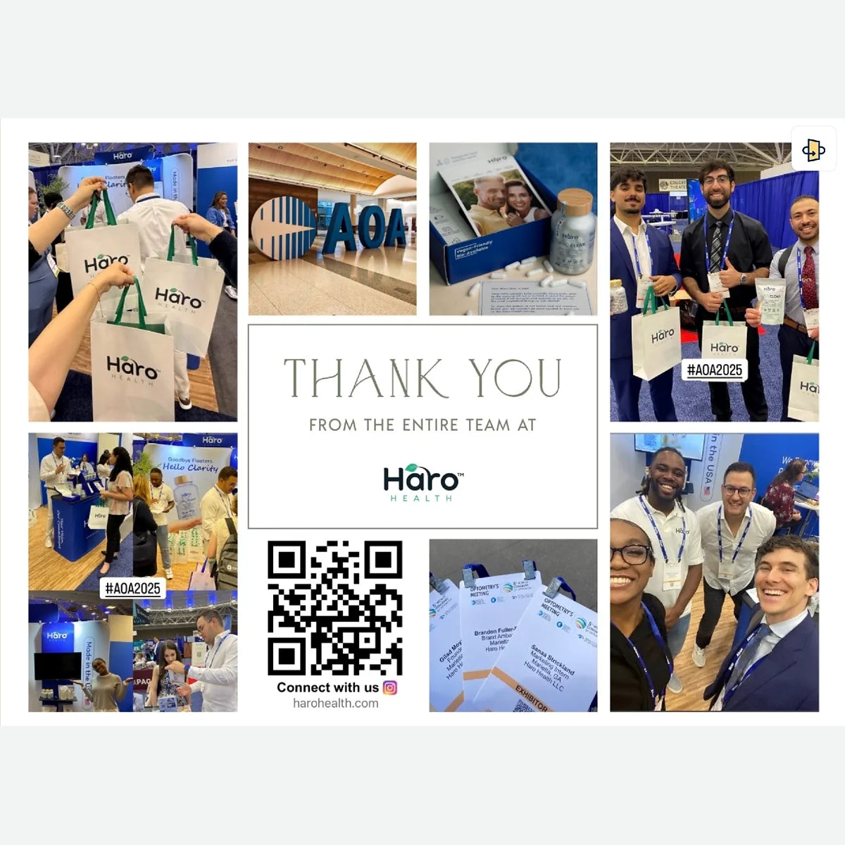 Collage of Haro Health conference visits and product conversations