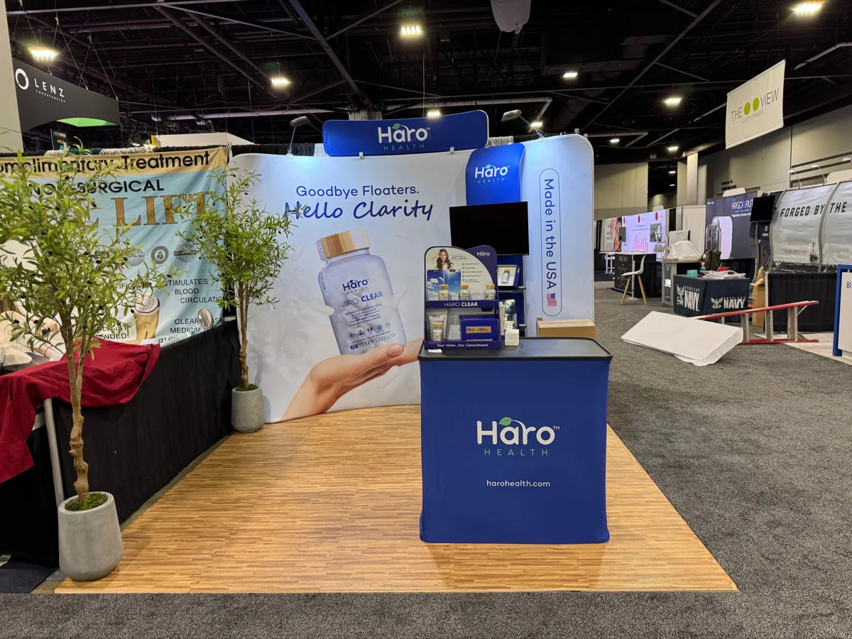 The Haro Health booth, ready to welcome visitors.